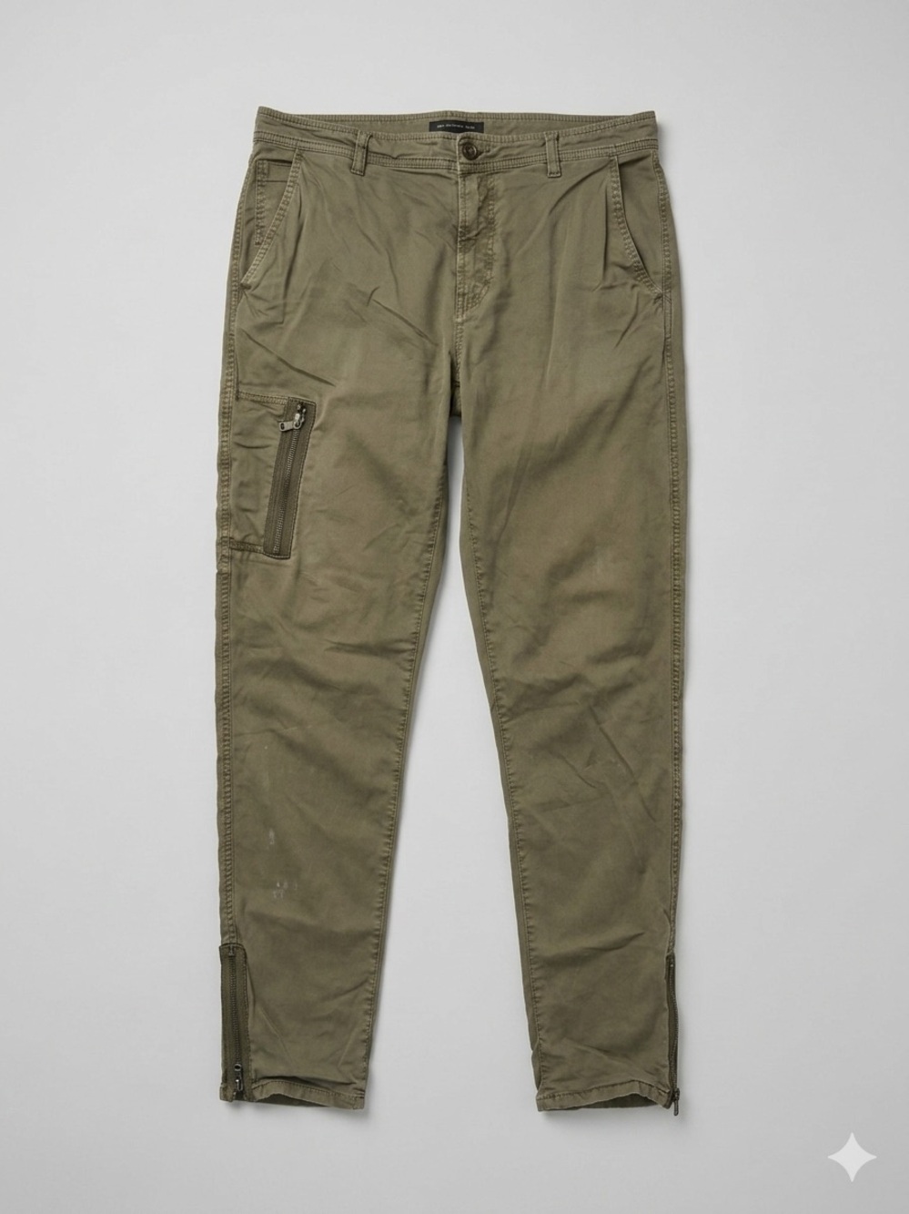 John Varvatos USA Men's Olive Cargo Utility Zip Pocket Pants, Size 33